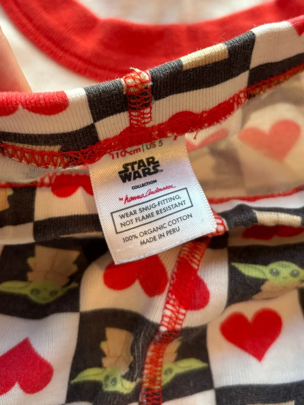 Hanna Andersson Star Wars Yoda Valentines Long John Pajama Set Kid Size 5/110 cm
